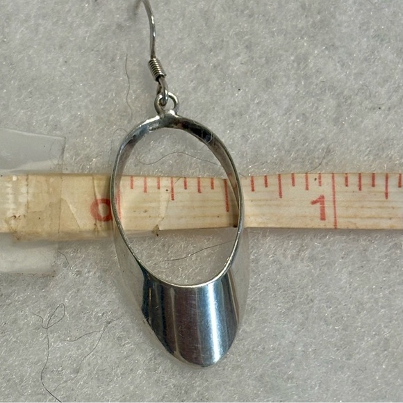 Vintage Sterling Silver Oval Drop Earrings 925 - Picture 14 of 15